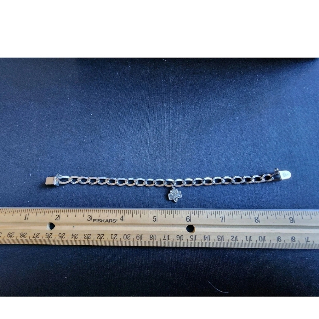 Vintage Sterling Silver Girl Scout Charm Bracelet Marked/Tested+ Used